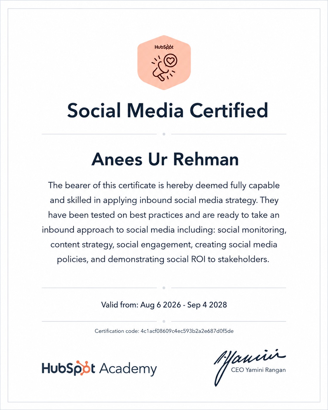 Social Media Certified — HubSpot Academy