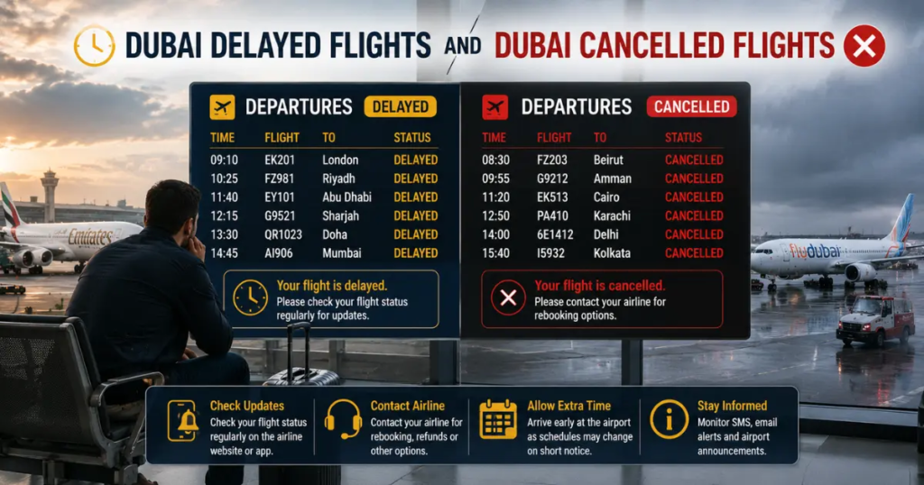 Dubai Delayed Flights and Dubai Cancelled Flights