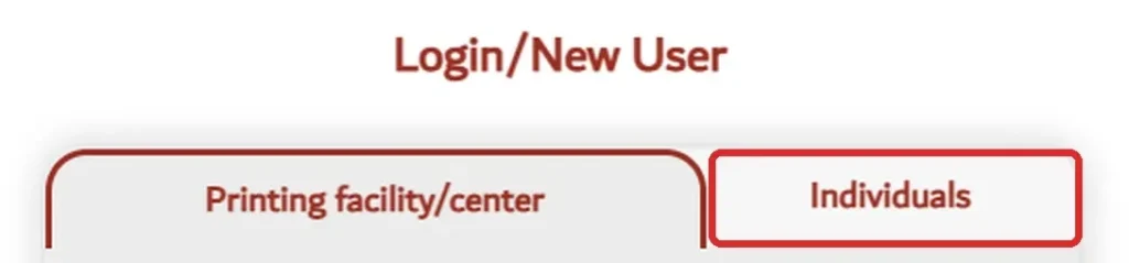 GDRFA Dubai Smart Services login page with the Individuals tab highlighted