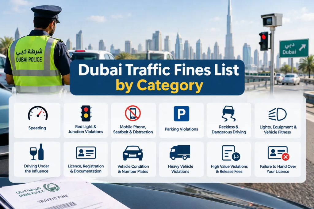 Dubai Traffic Fines List by Category